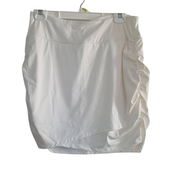Halara Women's Size XL White Side Ruched Mini Skirt with Undershorts - Picture 1 of 5